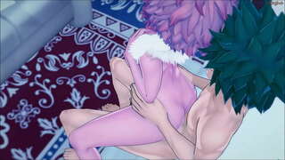 Izuku Midoriya hans jävla söt lagkompis Mina mot en vägg - MHA Hentai.