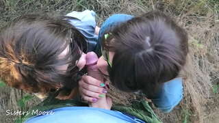 Na otvorenom Pušenje, Spermu usta, Spermu ljubi - delim moj Muž sa mojim StepSis, sisaj muž je kurac - POV 3some bj Polusestre Moore